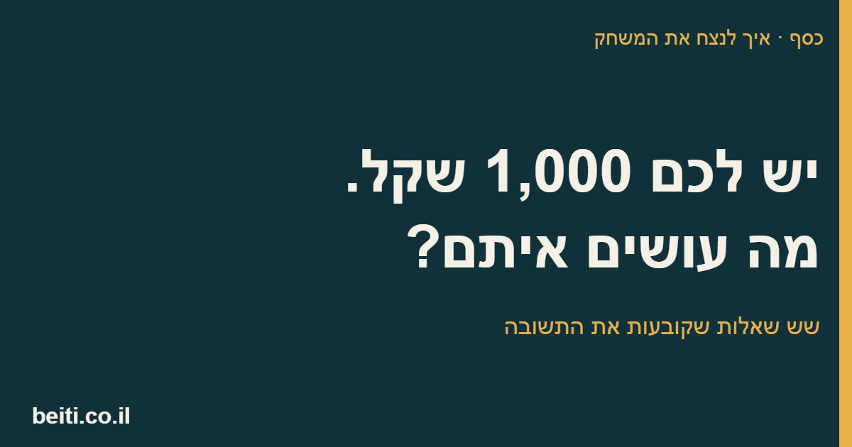 יש לכם 1,000 שקל. מה עושים איתם?